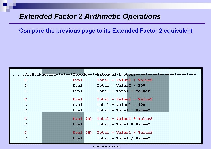 Extended Factor 2 Arithmetic Operations Compare the previous page to its Extended Factor 2 Extended Factor 2 Arithmetic Operations Compare the previous page to its Extended Factor 2