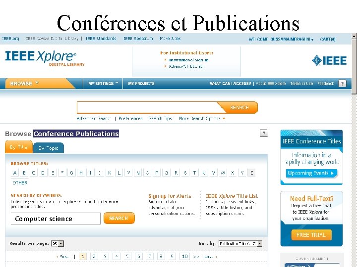 Conférences et Publications Computer science 