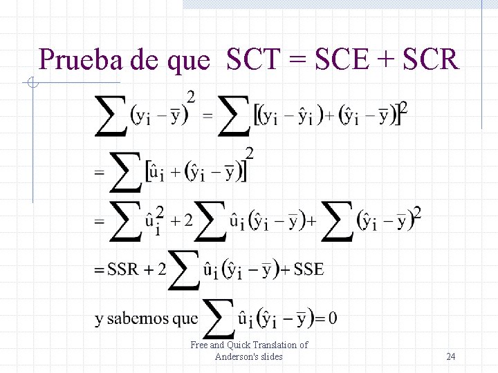 Prueba de que SCT = SCE + SCR Free and Quick Translation of Anderson's