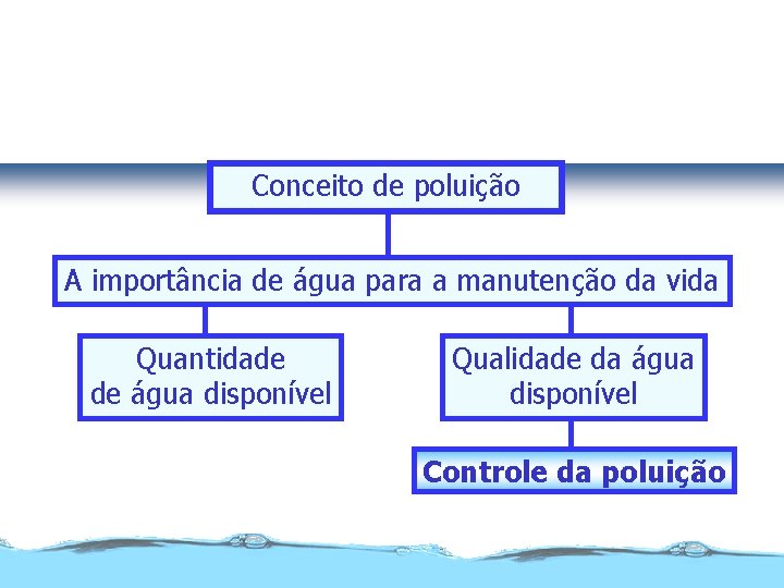 Água Impacto Ambiental Conceito de poluição A importância de água para a manutenção da