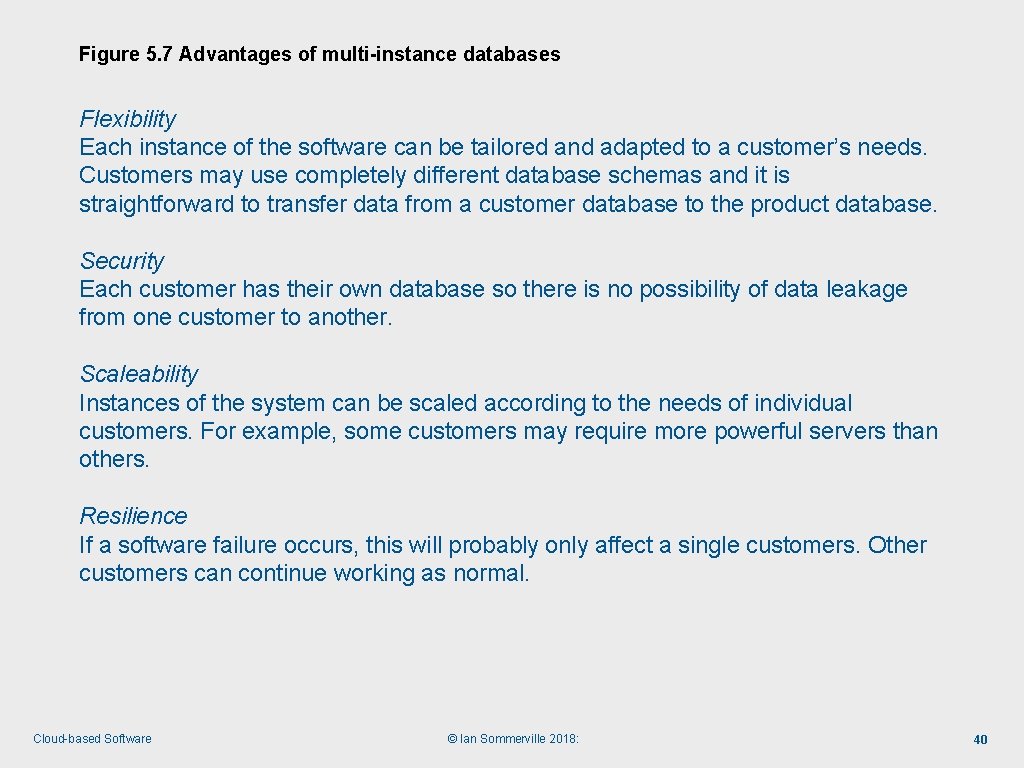 Figure 5. 7 Advantages of multi-instance databases Flexibility Each instance of the software can
