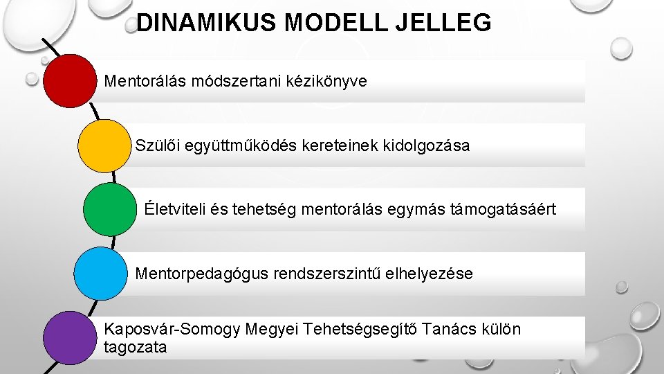 DINAMIKUS MODELL JELLEG Mentorálás módszertani kézikönyve Szülői együttműködés kereteinek kidolgozása Életviteli és tehetség mentorálás