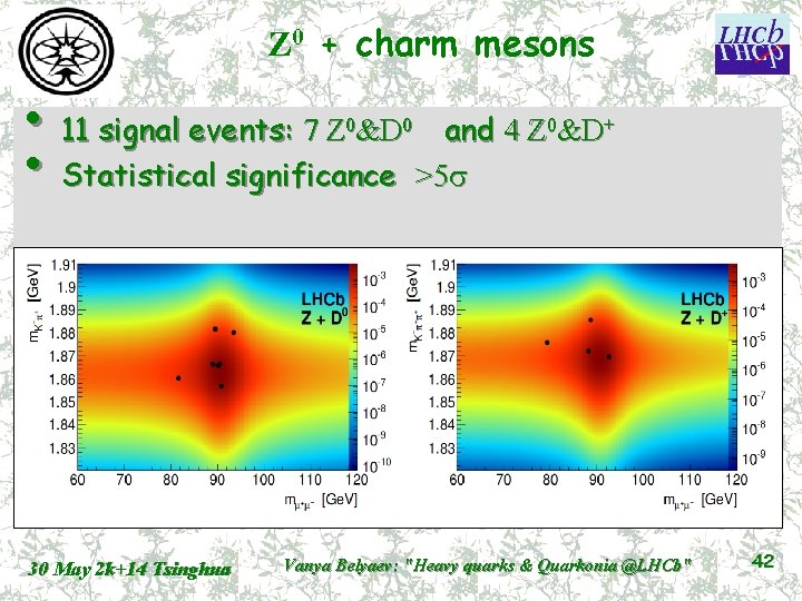 Z 0 + charm mesons • 11 signal events: 7 Z &D and 4