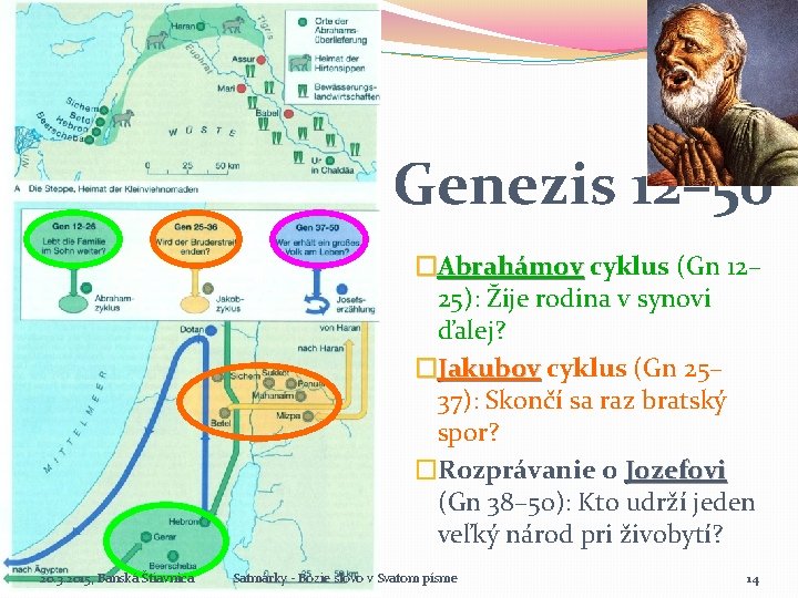 Genezis 12– 50 �Abrahámov cyklus (Gn 12– 25): Žije rodina v synovi ďalej? �Jakubov