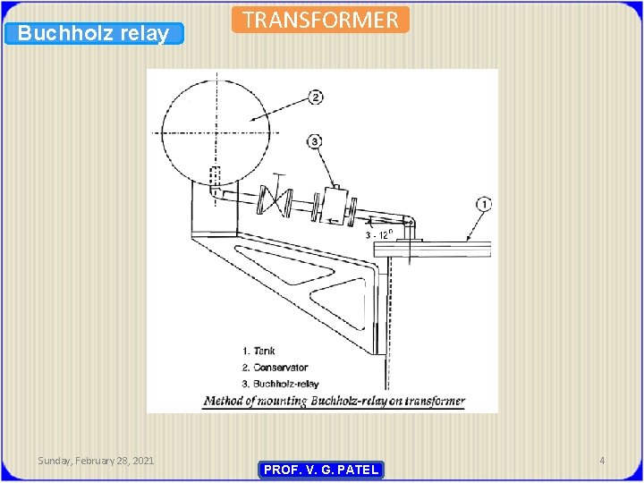 Buchholz relay Sunday, February 28, 2021 TRANSFORMER PROF. V. G. PATEL 4 