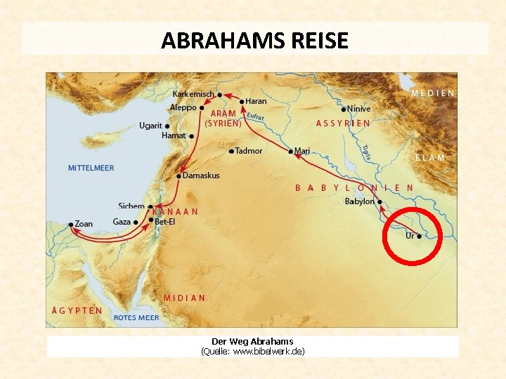 ABRAHAMS REISE Der Weg Abrahams (Quelle: www. bibelwerk. de) 