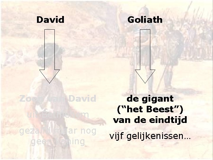 David Zoon van David uit Bethlehem gezalfd maar nog geen koning Goliath de gigant