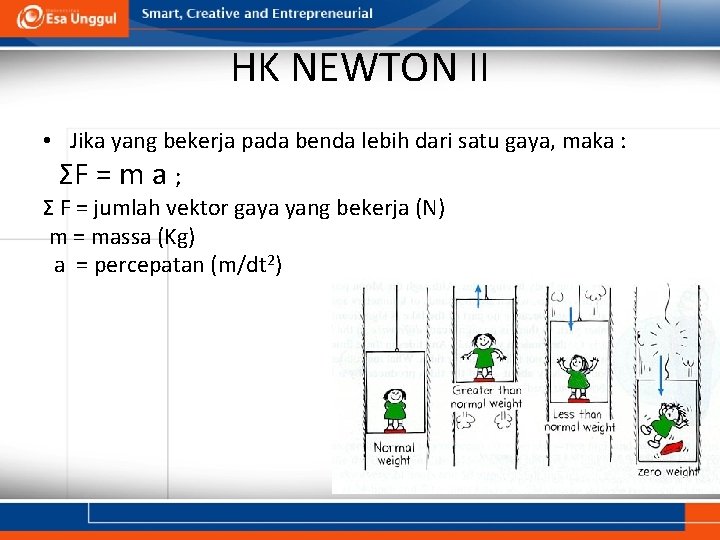 HK NEWTON II • Jika yang bekerja pada benda lebih dari satu gaya, maka