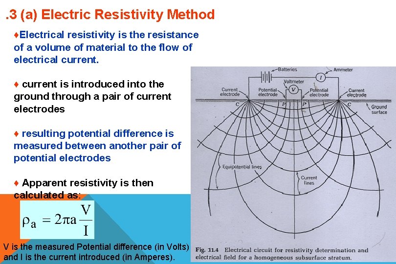 . 3 (a) Electric Resistivity Method ♦Electrical resistivity is the resistance of a volume