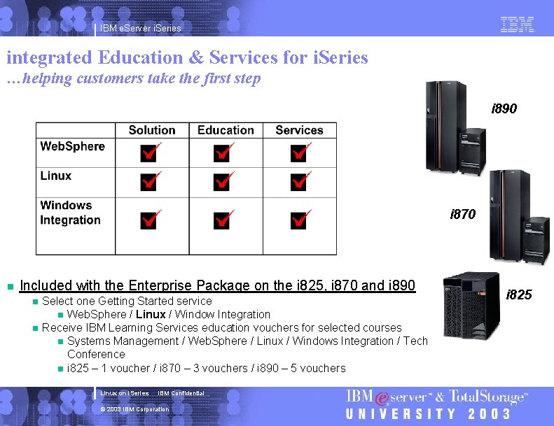 IBM e. Server i. Series integrated Education & Services for i. Series …helping customers