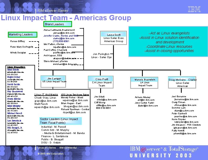 IBM e. Server i. Series Linux Impact Team - Americas Group Brand Leaders Marketing