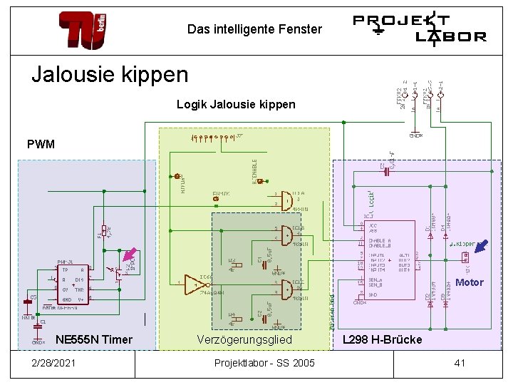 Das intelligente Fenster Jalousie kippen Logik Jalousie kippen PWM Motor NE 555 N Timer