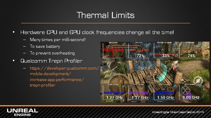Thermal Limits • Hardware CPU and GPU clock frequencies change all the time! –