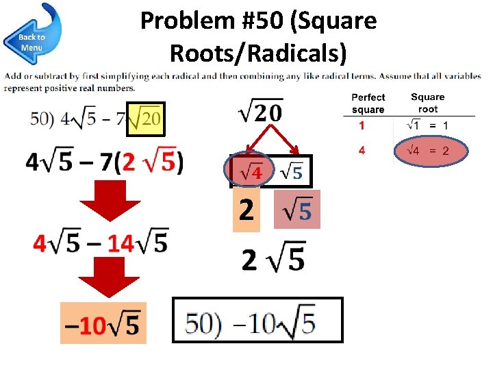 Problem #50 (Square Roots/Radicals) 2 