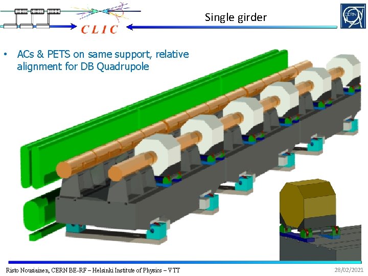 Single girder • ACs & PETS on same support, relative alignment for DB Quadrupole