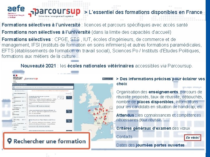 > L’essentiel des formations disponibles en France Formations sélectives à l’université : licences et