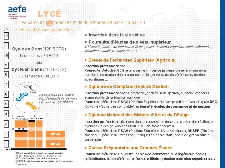 LYCÉ > Des parcours préparatoires et de fin d’études de bac+ 2 à bac