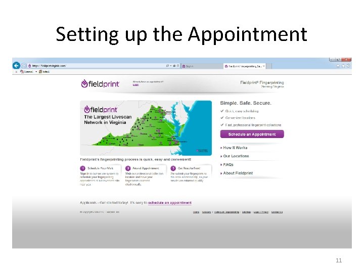 Setting up the Appointment 11 