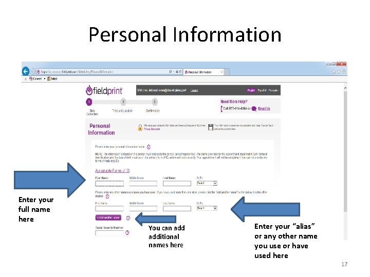 Personal Information Enter your full name here You can additional names here Enter your