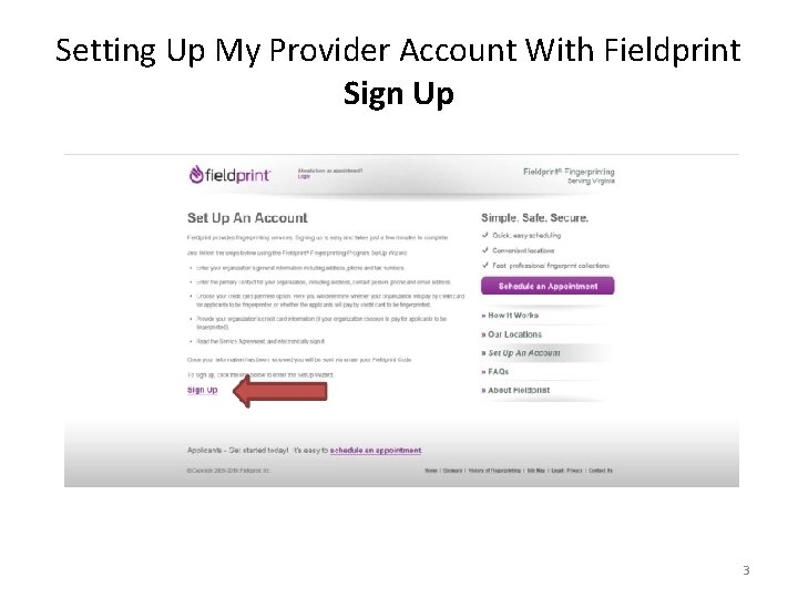 Setting Up My Provider Account With Fieldprint Sign Up 3 