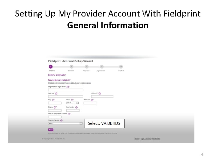 Setting Up My Provider Account With Fieldprint General Information 4 