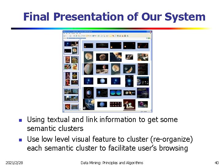 Final Presentation of Our System n n 2021/2/28 Using textual and link information to