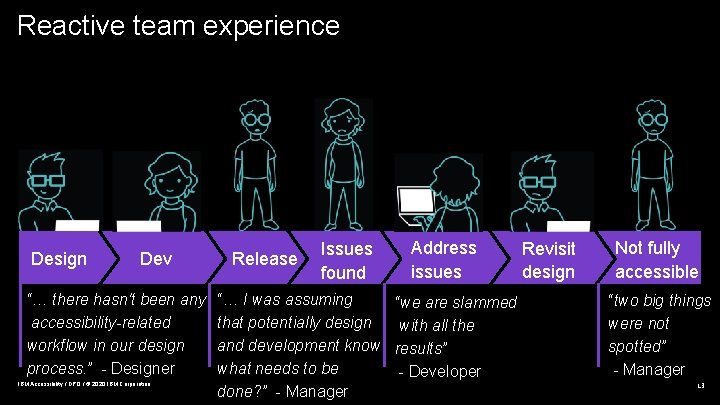 Reactive team experience Design Dev “… there hasn't been any accessibility-related workflow in our