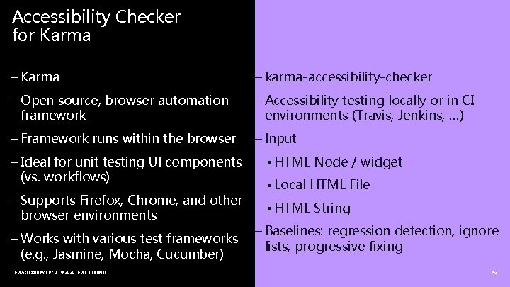 Accessibility Checker for Karma – karma-accessibility-checker – Open source, browser automation framework – Accessibility