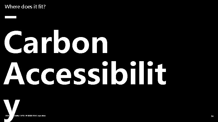 Where does it fit? Carbon Accessibilit y IBM Accessibility / DPO / © 2020