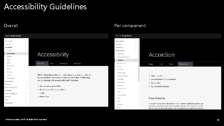 Accessibility Guidelines Overall IBM Accessibility / DPO / © 2020 IBM Corporation Per component
