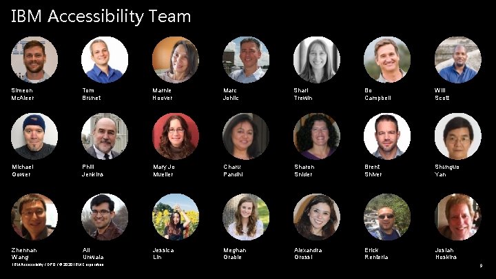 IBM Accessibility Team Simeon Mc. Aleer Tom Brunet Marnie Hoover Marc Johlic Shari Trewin