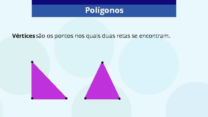 Polígonos Vértices são os pontos nos quais duas retas se encontram. . . .