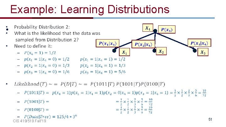 Example: Learning Distributions • CIS 419/519 Fall’ 19 51 