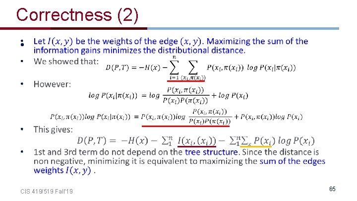 Correctness (2) • CIS 419/519 Fall’ 19 65 