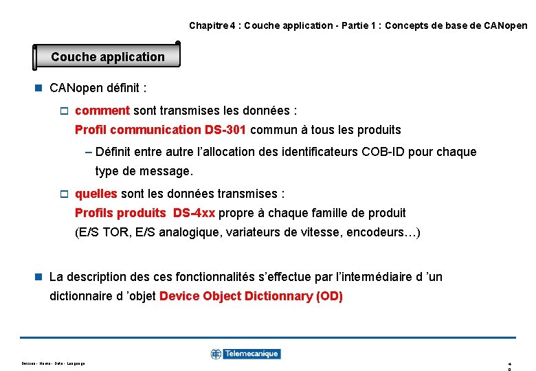 Chapitre 4 : Couche application - Partie 1 : Concepts de base de CANopen