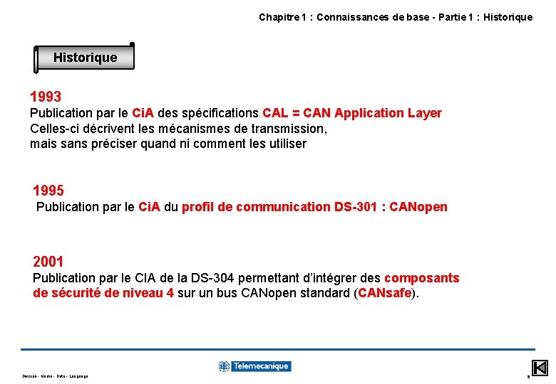 Chapitre 1 : Connaissances de base - Partie 1 : Historique 1993 Publication par