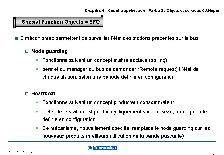Chapitre 4 : Couche application - Partie 2 : Objets et services CANopen Special