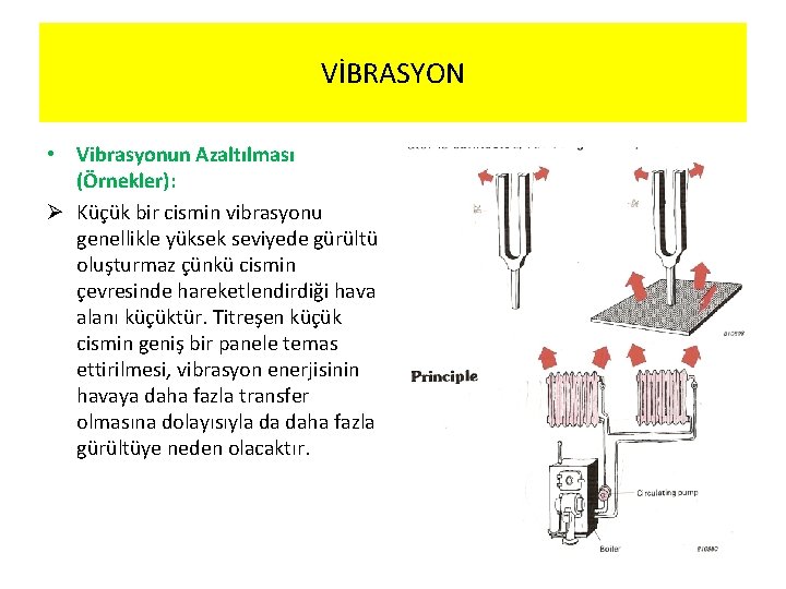 VİBRASYON • Vibrasyonun Azaltılması (Örnekler): Ø Küçük bir cismin vibrasyonu genellikle yüksek seviyede gürültü
