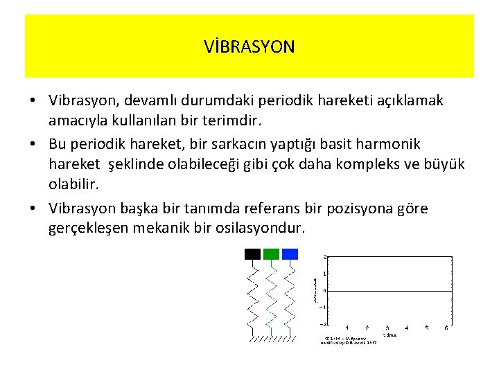 VİBRASYON • Vibrasyon, devamlı durumdaki periodik hareketi açıklamak amacıyla kullanılan bir terimdir. • Bu