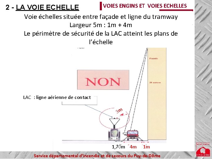 VOIES ENGINS ET VOIES ECHELLES 2 - LA VOIE ECHELLE Voie échelles située entre