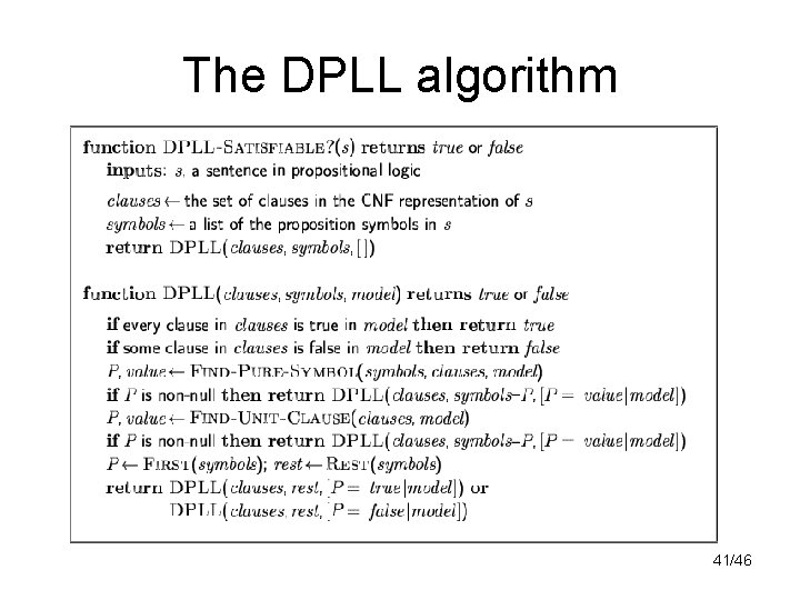 The DPLL algorithm 41/46 