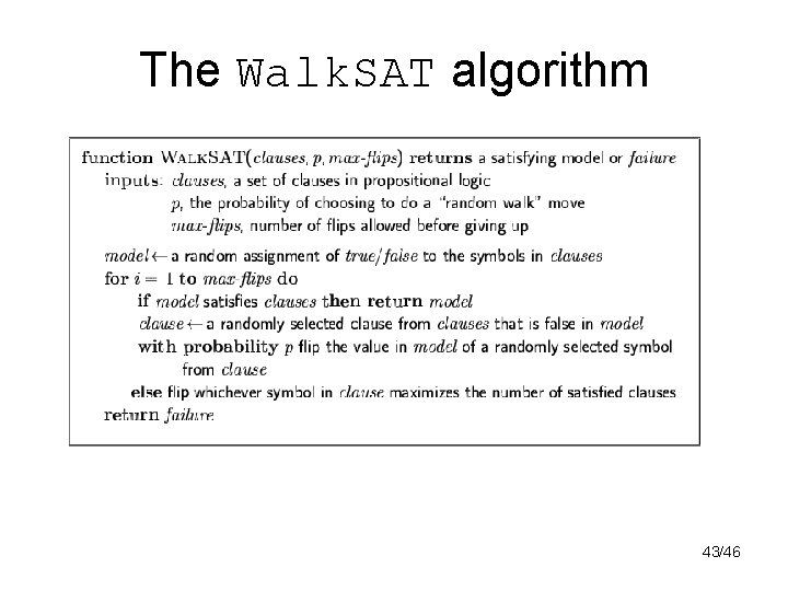 The Walk. SAT algorithm 43/46 