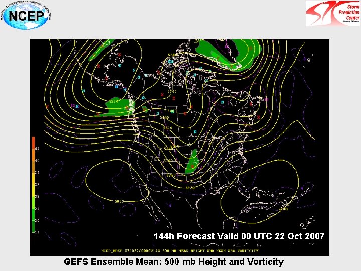144 h Forecast Valid 00 UTC 22 Oct 2007 GEFS Ensemble Mean: 500 mb