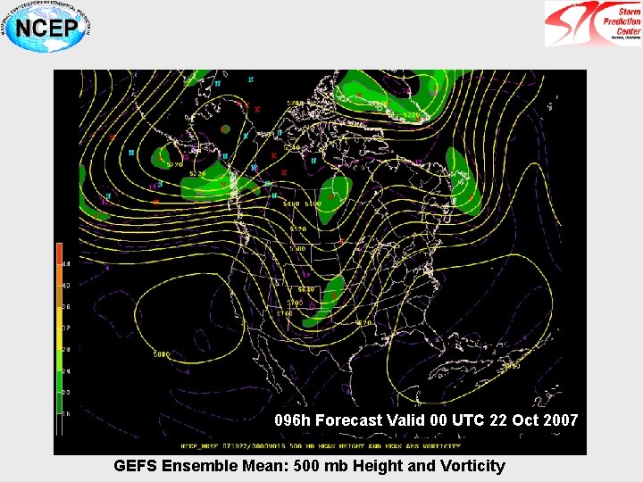 096 h Forecast Valid 00 UTC 22 Oct 2007 GEFS Ensemble Mean: 500 mb