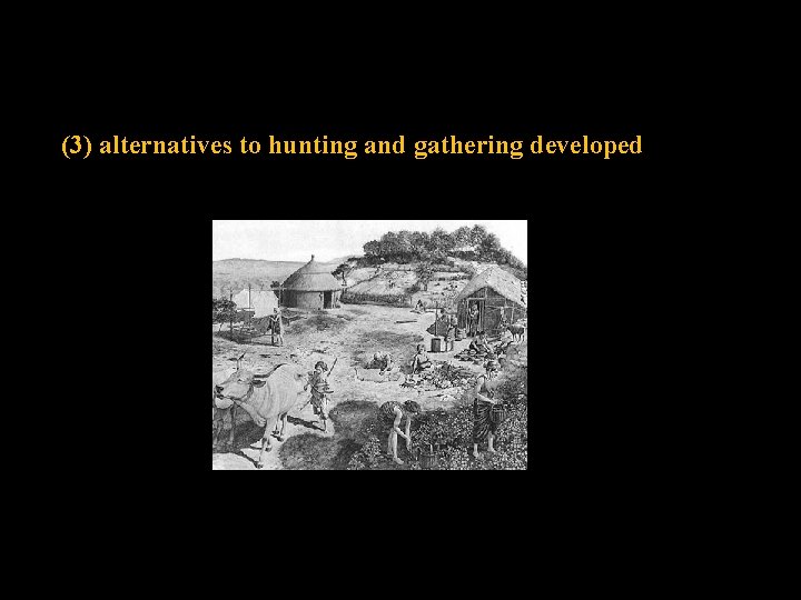 (3) alternatives to hunting and gathering developed 