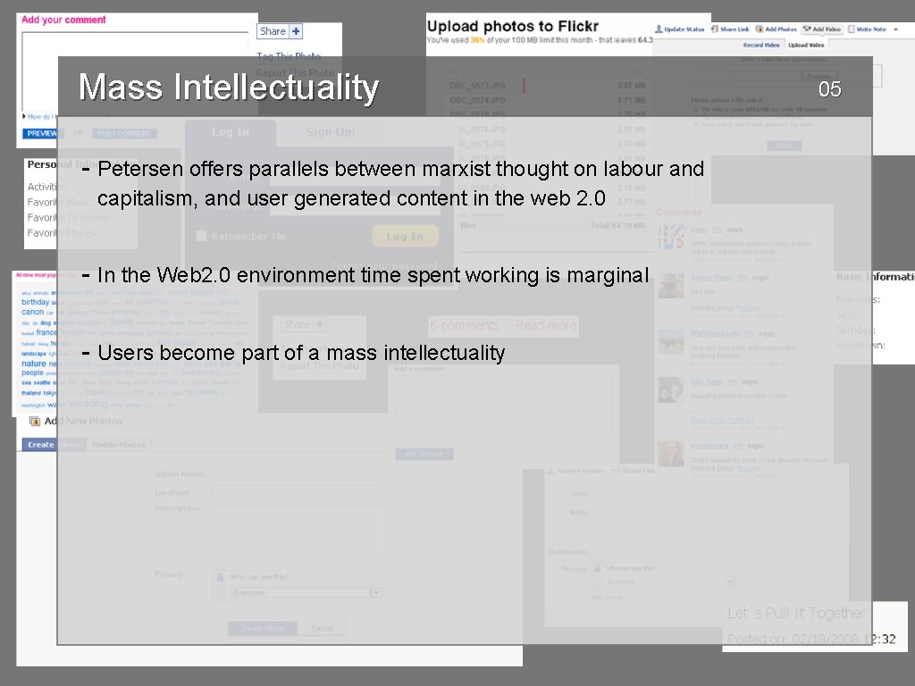 Mass Intellectuality - Petersen offers parallels between marxist thought on labour and capitalism, and