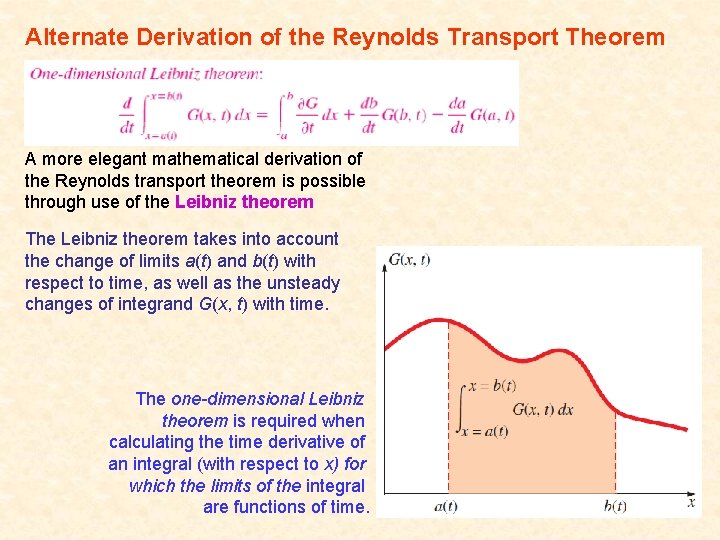 Alternate Derivation of the Reynolds Transport Theorem A more elegant mathematical derivation of the