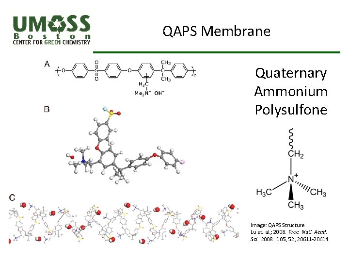 QAPS Membrane Quaternary Ammonium Polysulfone Image: QAPS Structure Lu et. al. ; 2008. Proc.