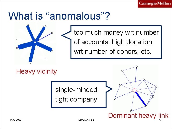 What is “anomalous”? too much money wrt number of accounts, high donation wrt number