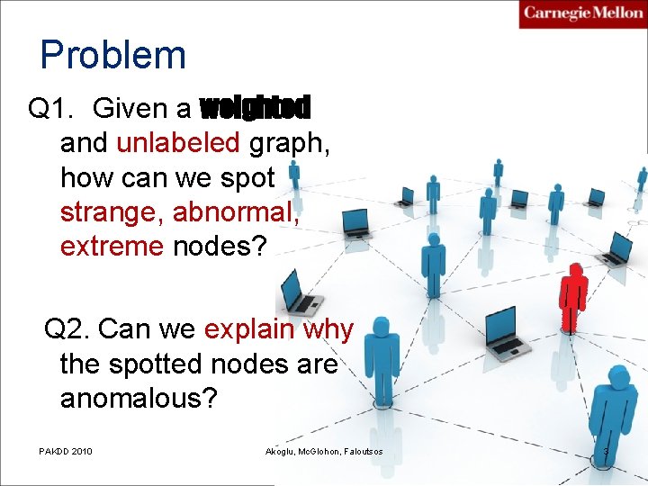Problem Q 1. Given a weighted and unlabeled graph, how can we spot strange,